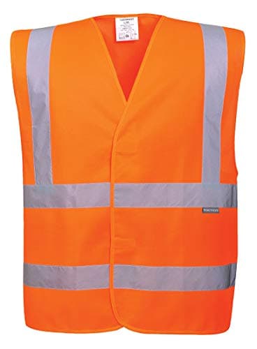 Image of Portwest C470 Reflective Hi Vis Safety Vest Band and Brace Waistcoat Security Traffic Construction Workwear, Orange, XX/3X
