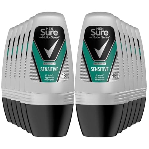 Image of Sure Men Motion Sense Antiperspirant Deodorant Sensitive Dry Roll-On that keeps up to 48 hours of protection from sweat and body odour helps keep you fresh on the move, 50 ml Bulk Buy 12 Pack