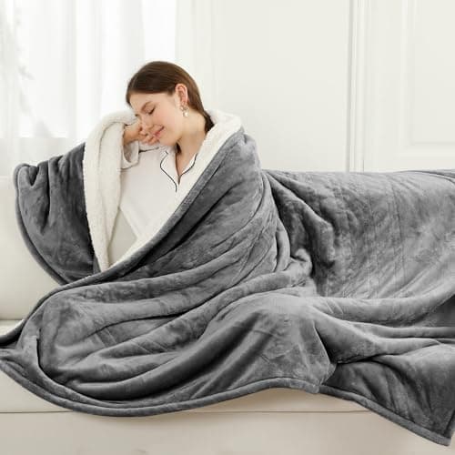 Image of ESTINGO Heated Throw Blanket 180x130cm, Heating Blanket Electric with 6 Heating Levels & 10 Hours Auto Off, Luxury Heated Throw with CE & UKCA Certification for Home Office, Machine Washable(Grey)