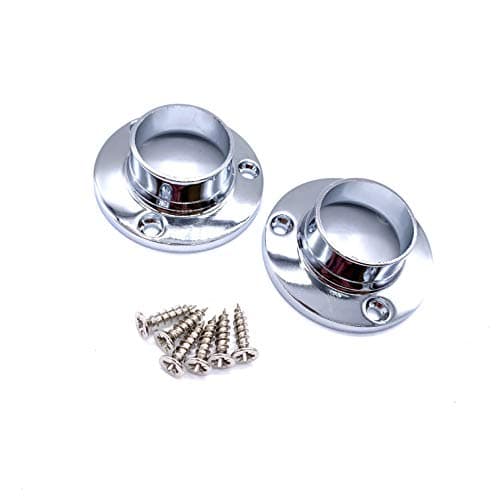 Image of Wardrobe Rail End Socket Suit 25mm Diameter Rail Polished Chrome - Pack of 2