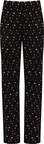 Image of WearAll Women's Plus Floral Print Leggings Trousers Ladies Elasticated Full Length Pants - Black - 18