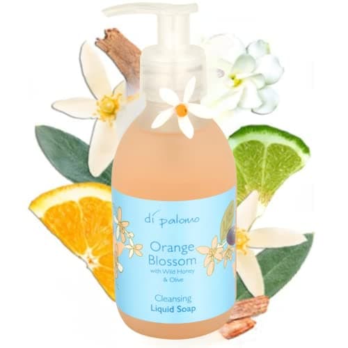 Image of Di Palomo Orange Blossom & Honey Liquid Soap 240ml. Luxury Hand Wash, Hand Soap Dispenser. Skin Care Antibacterial Soap. Handwash Liquid Soap. Liquid Soap Gifts for Women. Liquid Soap. Italian Soap.