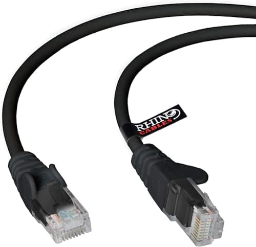 Image of rhinocables CAT 5e High-Speed Ethernet Cable - Reliable LAN Network RJ45 Cable for Fast Internet & Data Transfer | Durable WiFi Broadband Cable for Gaming & Streaming, Home & Office (50cm, Black 3PK)