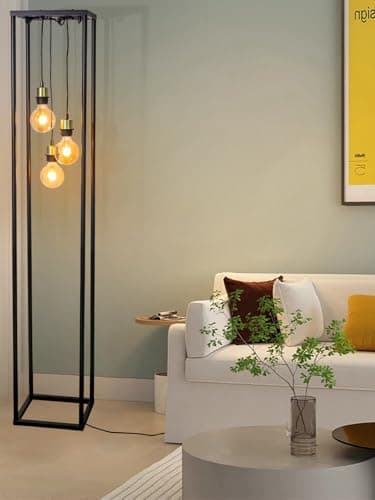 Image of Osasy Squares Metal Floor lamp,Industrial Floor lamp for Living Room,Farmhouse Black Standing Lamp Floor Light