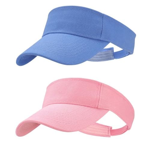 Image of Sun Visor Cap,2Packs Women Ponytail Baseball Cap for Women and Ladies,Long Peak Thicker Sweatband Adjustable Hat for Golf Cycling Fishing Tennis Running Jogging Visor Hats for Men(Pink,Sky Blue)