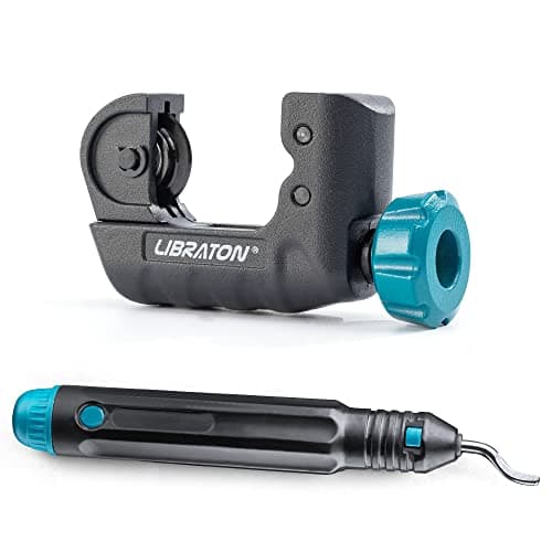 Image of Libraton Mini Tube Cutter 4-28mm, Mini Pipe Cutter, Copper Cutter, Tubing Cutter, Tube Cutter for Copper Pipe for Pipes or Tube of Copper, Aluminum, Brass, PVC, with Deburring Tool