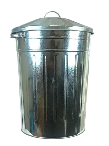 Image of OptiProducts® Metal Bins Small Medium Large Extra Large 15L 50L 60L 90L 110L Litre Metal Galvanised Home Garden Bin Leaves Paper Wood Rubbish Dustbin Made Storage Unit in U. K. (90 Liter)