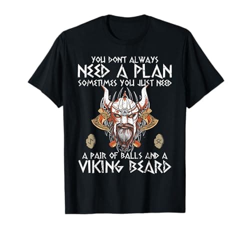 Image of Funny Nordic Warrior Viking Beard Men's Viking Axes T-Shirt