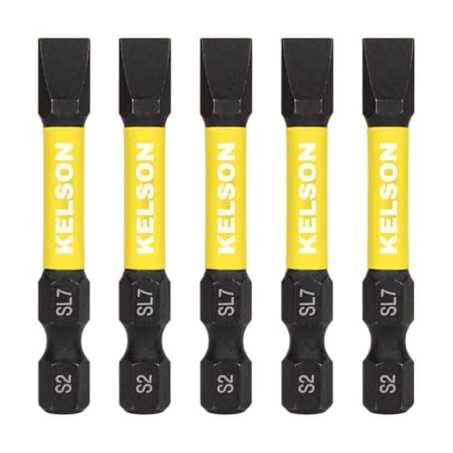 Image of 5 x KELSON 7mm Flat-Head 50mm Impact Rated Screwdriver Bits Slotted Slot SL7 1/4" Universal