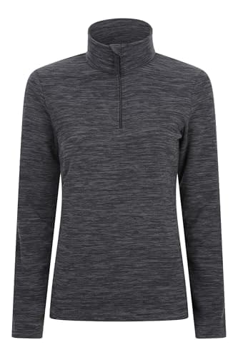 Image of Mountain Warehouse Snowdon Womens Fleece Top - Warm Ladies Pullover, Lightweight Sweater, Half Zip, Breathable & Quick Drying - Spring Summer, Walking, Travel Jet Black Women's Size 14
