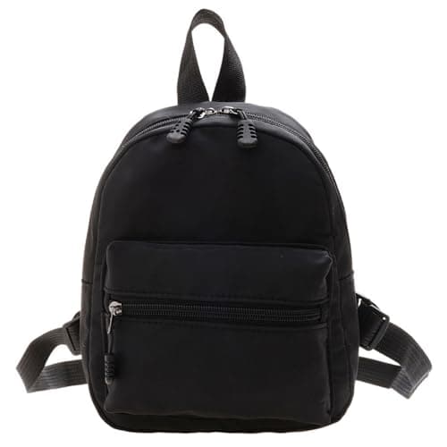 Image of CYZTD Small Backpack for Women & Girls, Casual Shoulder Bag with Front Pocket for Travel, Black Rucksack, Lightweight Nylon Mini Backpack Daypack with Adjustable Strap, Shopping, Daily Use