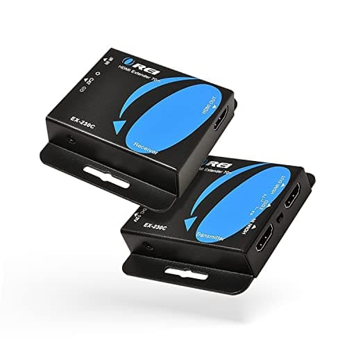 Image of OREI 4K HDMI Over Ethernet CAT6/CAT7 Extender, Extender RJ45 4K@30Hz Upto 130 Ft 1080P Upto 230 FT Full HD POC Transmitter & Receiver IR Loop Out (EX-230C)
