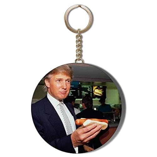 Image of Gift Insanity DONALD TRUMP EATING HOT DOG 58mm LONG CHAIN KEYRING
