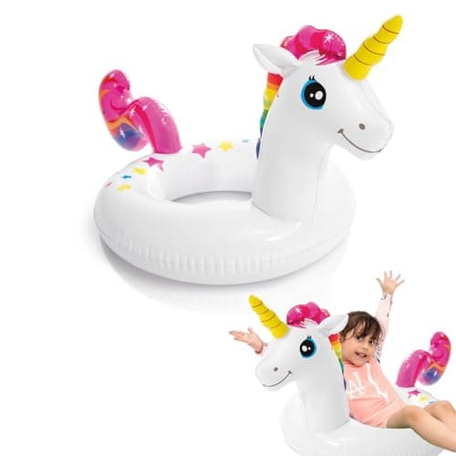 Image of Pool Inflatables for Kids Age 2-6, Swimming Unicorn 42" x 23" (1.07m x 58cm) Rubber Ring Pool Floats Swimming Pool Toys for Children, Swim Ring with Tails for Boys Girls Summer Beach Water Party Toys