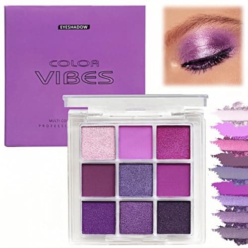 Image of Purple Eyeshadow Palette & 9 Shades Eyeshadow Palette with Highly Pigmented, Waterproof & Blendable Formula, Eye Shadow Pallets For Women, Glitter Eyeshadows, Long-Lasting Sparkly Makeup