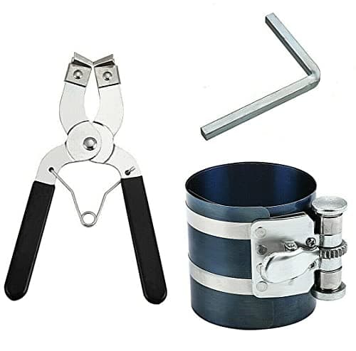 Image of Piston Ring Compressor 50-125mm Stainless Steel Clamp and Plier Set Piston Ring Compressor Installer Tool