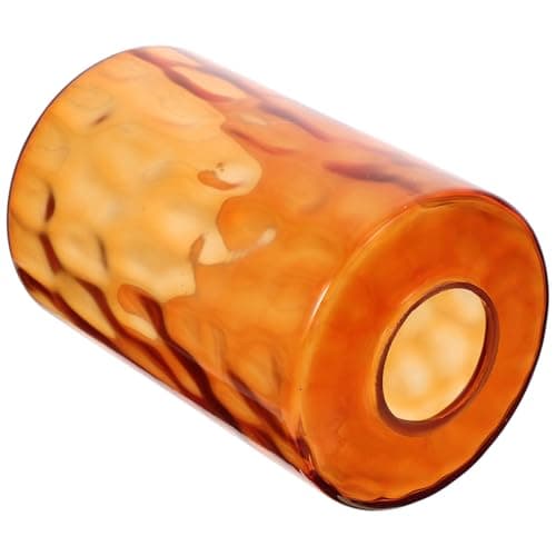 Image of FELTECHELECTR Glass Cylinder Lampshade Replacement for Pendant Lights, Amber Glass Lamp Shade with E27 Base, for Home and Office Lighting