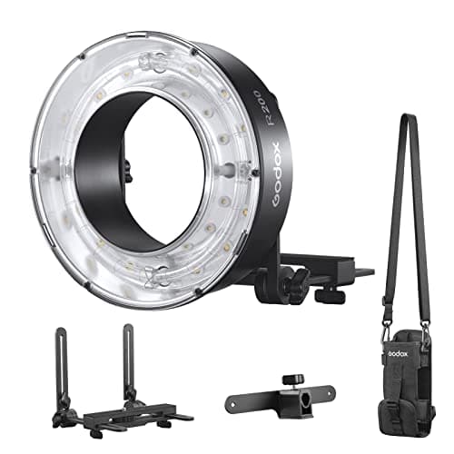 Image of Godox R200 Ring Flash Head for Godox AD200/ AD200Pro Flash 200Ws Flash Power Built-in 10W Modeling Lamp 3-Level Brightness with Umbrella Bracket, Camera Bracket, Carrying Bag