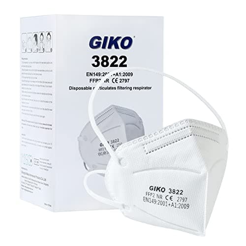 Image of GIKO FFP2 Masks Pack of 50 FFP2 Respirator Mask FFP 2 Disposable Dust Masks 5-Layer Protective Face Masks, White