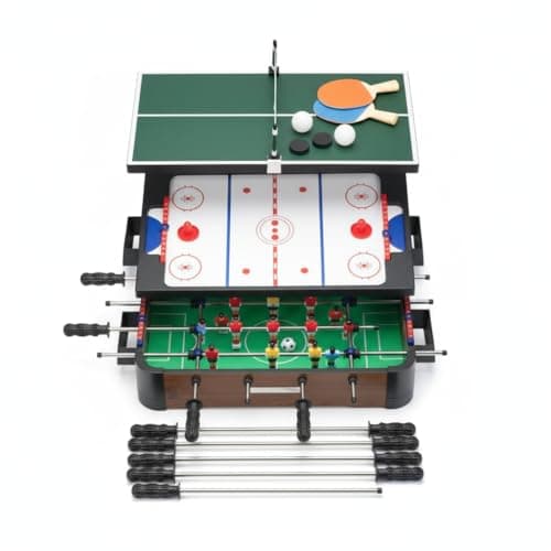 Image of B4E 3-in-1 Multi-Sport Game Table Set | Table Football/Pool Table/Table Air Hockey/Table Tennis Classic Family Fun Games for Adults And Family | Light Weight, Durable and Portable Table Game