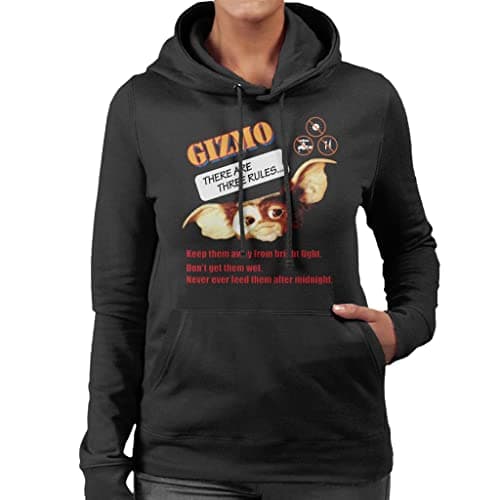 Image of All+Every Gremlins Gizmo There Are Three Rules Women's Hooded Sweatshirt Black