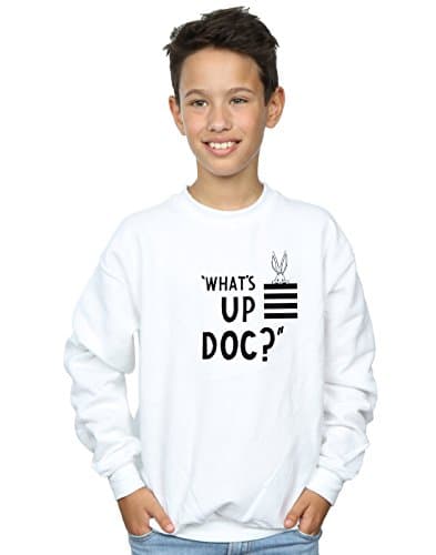Image of LOONEY TUNES Boys Bugs Bunny What's Up Doc Stripes Sweatshirt 7-8 Years White