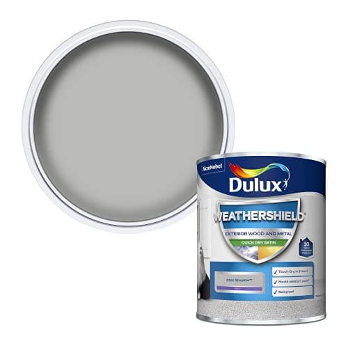 Image of Dulux 5362491 Weathershield Quick Dry Satin Paint, Chic Shadow, 0.75 L