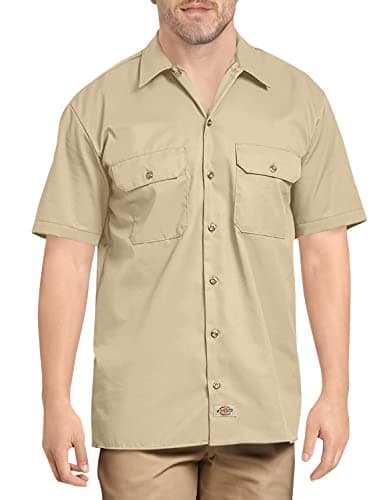 Image of Dickies Men's Short-Sleeve Work Utility Button Down Shirt, Desert Sand V1, XL