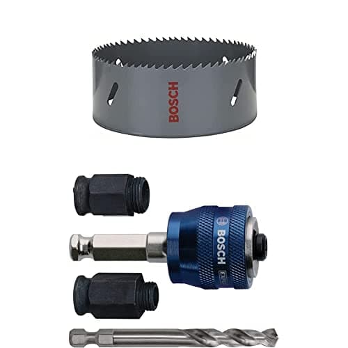 Image of Bosch Professional Hole Saw HSS Bi-metal for standard adapter (for various materials, Ø 121 mm) + 4 pcs. Power Change Plus Starter Kit Set