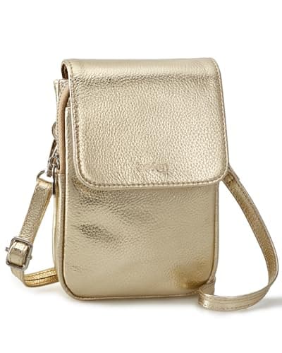 Image of befen Genuine Leather Cross Body Phone Bag for Women Small Shoulder Bag for Ladies Gold Crossbody Bags with Multi Pockets