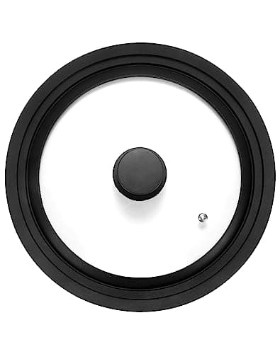 Image of Universal Lid for Pots, Pans and Skillets Fits 20cm, 22cm & 24cm Diameter Cookware - Frying Pan Cover Universal Glass Lid with Heat Resistant Silicone Rim & Tempered Glass