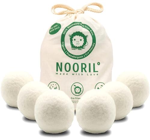 Image of Nooril Tumble Dryer Balls Pack of 6 - Handmade Reusable Organic Wool Laundry Balls for Fabric Softening, Reduce Drying Time, Noise, Static-Cling & Wrinkles with No Bad Odor