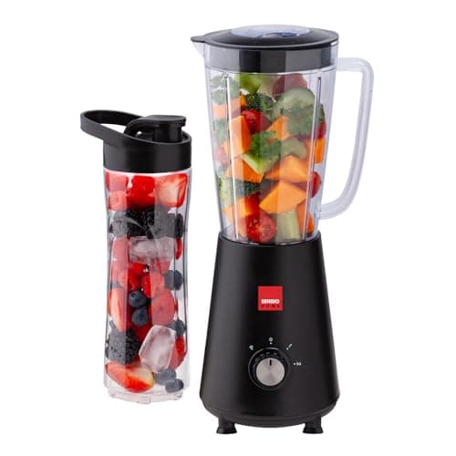 Image of Sensio Home Personal Blender Smoothie Maker - BPA Free 1L Jar & 600ml Portable Sports Bottle, Electric Blender for Fruit, Vegetables, Protein Shakes, Crush Ice & Frozen Fruit, 2 Speed + Pulse 350W