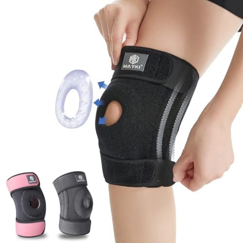 Image of MAYKI Knee Support Men 2 Pack, Adjustable Knee Support Brace for Men/Women with Patella Gel Pad, Breathable Knee Supports for Arthritis/Ligament Damage, Knee Brace for Running/Weight Lifting