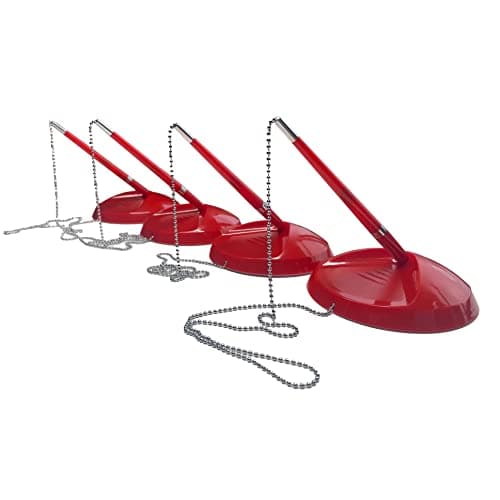 Image of Janrax Pack of 4 Red Reception Counter Pens on Chain