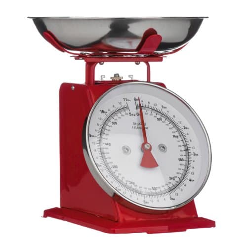 Image of Premier Housewares Kitchen Scale Retro Style, 5 kg - Red,H26 x W22 x D21cm