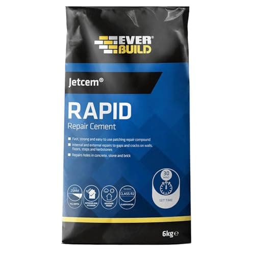 Image of Everbuild – Jetcem Rapid Set Cement – Internal And External Use – Ideal For Repairing Cement – Easy Mix Formula – Fast-Setting – Grey – 6kg Bag