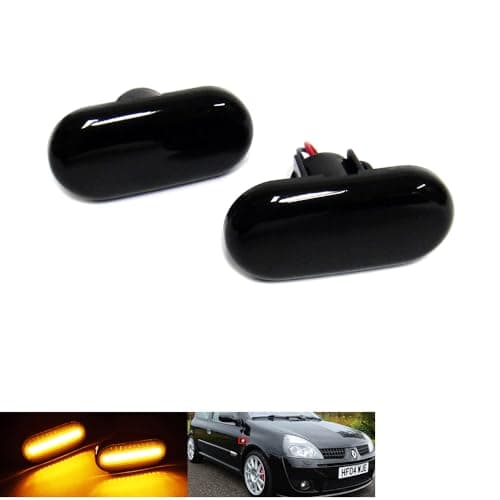 Image of RZG 2x Black Smoked Lens Side Indicator Amber LED Marker Repeater Light For Clio I II Espace III Kangoo I II Megane I Master II Trafic II Twingo Fortwo 453