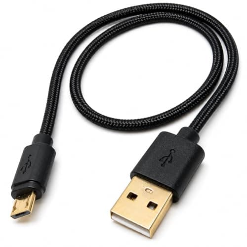 Image of DRUT 50cm short Micro USB to USB 2.0 Fast Charger Braided Cable 24AWG, A-Male to Micro B Gold Connectors Lead 1.6ft Black