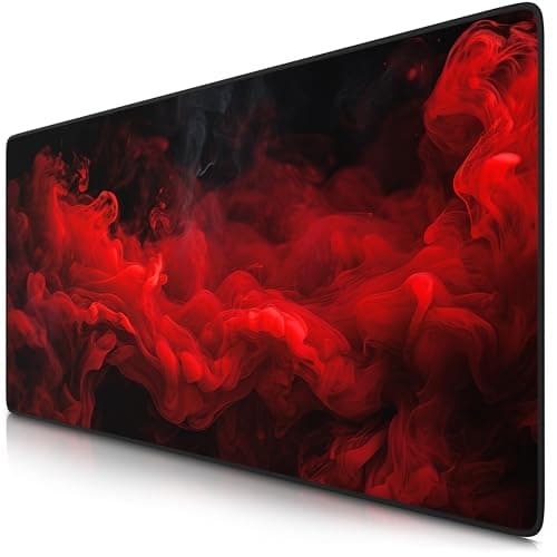 Image of TITANWOLF - XXL Mouse Mat - Mouse Pad 900 x 400 x 3mm –Speed Gaming Mouse Pad - Extra Large - Table Mat Large Size - improved Precision and Speed – Design Red Smoke