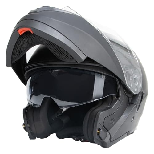 Image of Zorax ZOR-839 Matt Black XXL (63-64cm) Flip Up Double Visor Helmet Motorcycle Motorbike Helmet Road Legal ECE2206