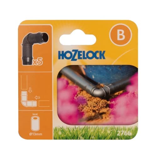 Image of HOZELOCK - Micro Irrigation Elbow Fittings 90° ø 13mm (1/2") : Ideal for Creating a Bifurcation, UV-Resistant [2766 0005], Black