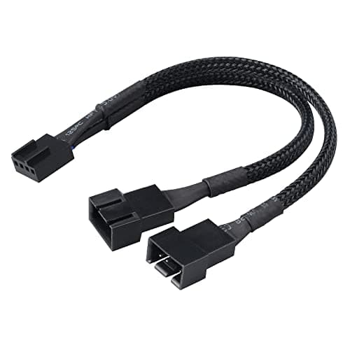 Image of Akasa PWM Fan Splitter, 1 to 2 Ways 4-Pin PWM Fan, Speed Control PC Case Fan Splitter Extension Cable, Black Braided, 150mm 15cm, AK-CBFA04-15