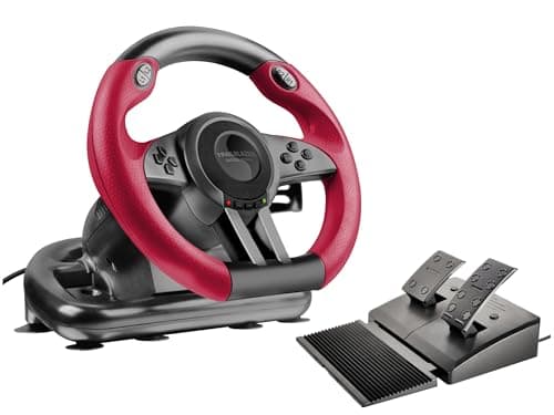 Image of Speedlink TRAILBLAZER Racing Wheel - Gaming steering wheel for PS3/PS4, Xbox Series X/S/One, Nintendo Switch and PC, shift paddles and gear stick, adjustable pedals, black-red