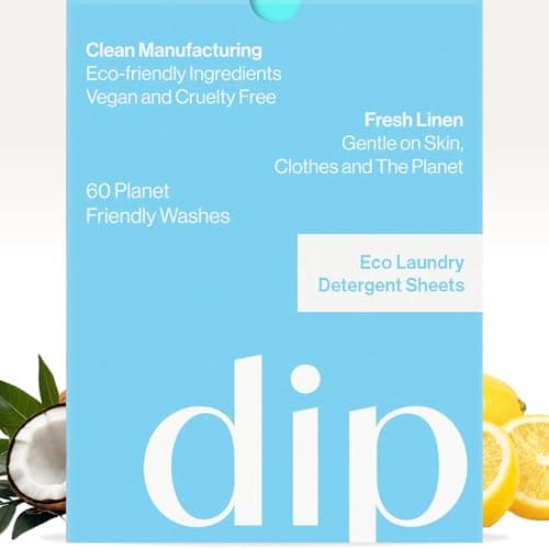 Image of Dip Eco-Friendly Laundry Sheets Detergent | Plant Based, Plastic Free & Zero Waste | Perfect for Sensitive Skin | Fresh Linen | 60 Loads