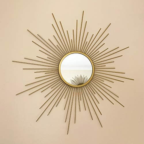 Image of Darthome Gold Sunburst Wall Mirror 60x60cm Vintage Metal Frame Home Decorative Round Glass (Large)