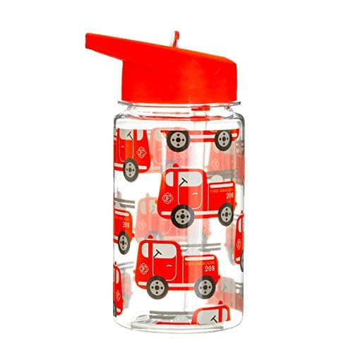 Image of Sass & Belle Drink Up Fire Engine Water Bottle - 400ml BPA-Free Reusable Drink Bottle with Straw – Leakproof, Lightweight, Red Fire Truck Design for School, Travel, Sports & Outdoor Adventures