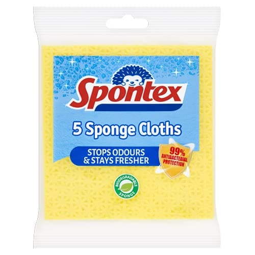 Image of Spontex 5 Sponge Cloths, 19.4 x 18cm