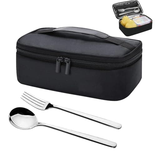 Image of KUIZHEN Insulated Lunch Bag 4.5L, Small Lunch Bag with Spoon and Fork, 28 x 18 x 8cm Insulated Lunch Box, Lunch Bags for Men with Handle for Work, School, Picnic Outdoor