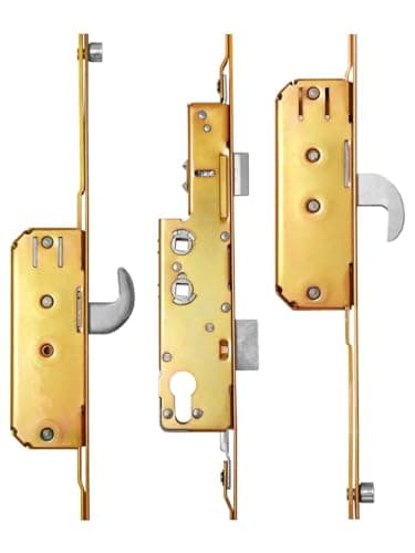 Image of Avocet WMS Upvc Door Lock 2 Hooks 2 Rollers 35mm Backset Yellow Brassy